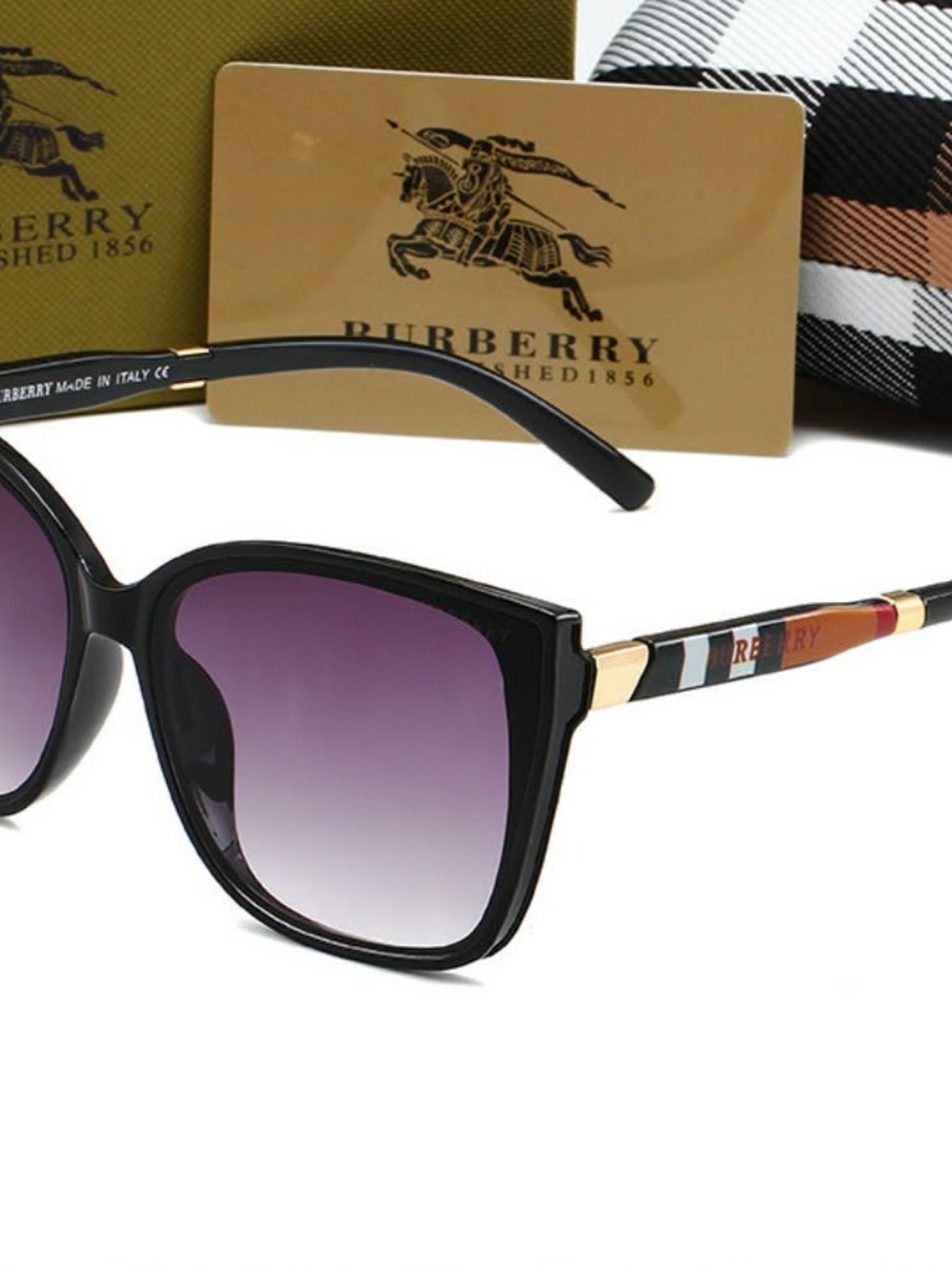 Black Frame Sunglasses with Purple Gradient Lenses